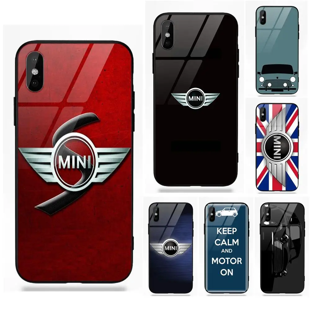 Omdnwd Mini Cooper Jcw логотип мягкий ТПУ чехол + закаленное стекло мобильный для Apple IPhone X XS