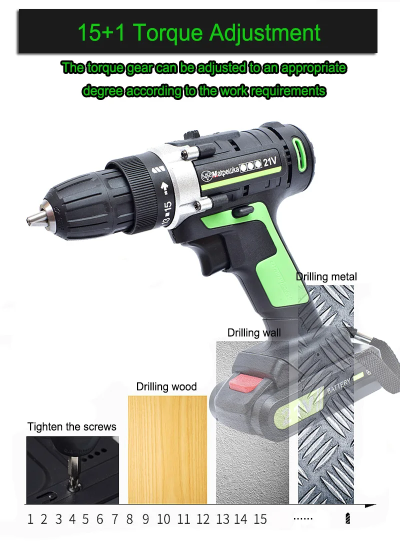 21V Power Tools Household Cordless Electric Screwdriver Lithium-ion Battery Screwdriver Rechargeable Mini Electric Drill+ Gift