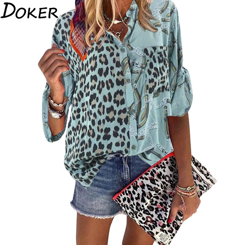 Women Blouse 2020 Sping Tops Turn-down Collar Long Sleeve Leopard Shirt Loose Plus Size Clothing For Women Ladies Blouses Women Blouse 2020 Sping Tops Turn-down Collar Long Sleeve Leopard Shirt Loose Plus Size Clothing For Women Ladies Blouses