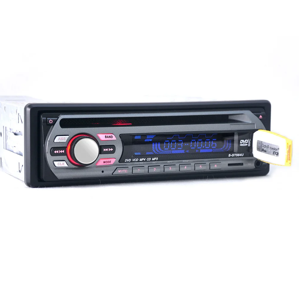 Универсальный автомобильный DVD/VCD/CD mp3-плеер Supprt USB U диск/SD карта/AUX вход музыкальный плеер стерео fm-радио USB 5 В зарядка автозапчасти