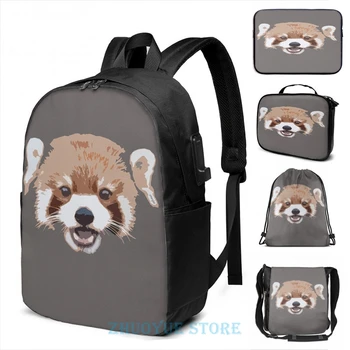 

Funny Graphic print Red Panda Surprise USB Charge Backpack men School bags Women bag Travel laptop bag