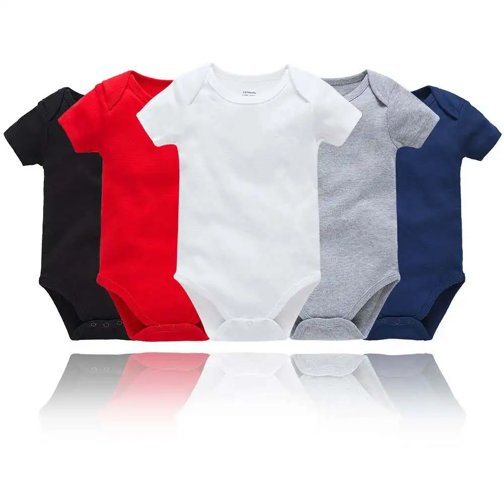 Newborn Clothes Round Neck Short Sleeve Baby Climbing Suit Cotton Solid Color Can Be Customized Toddler Infant |