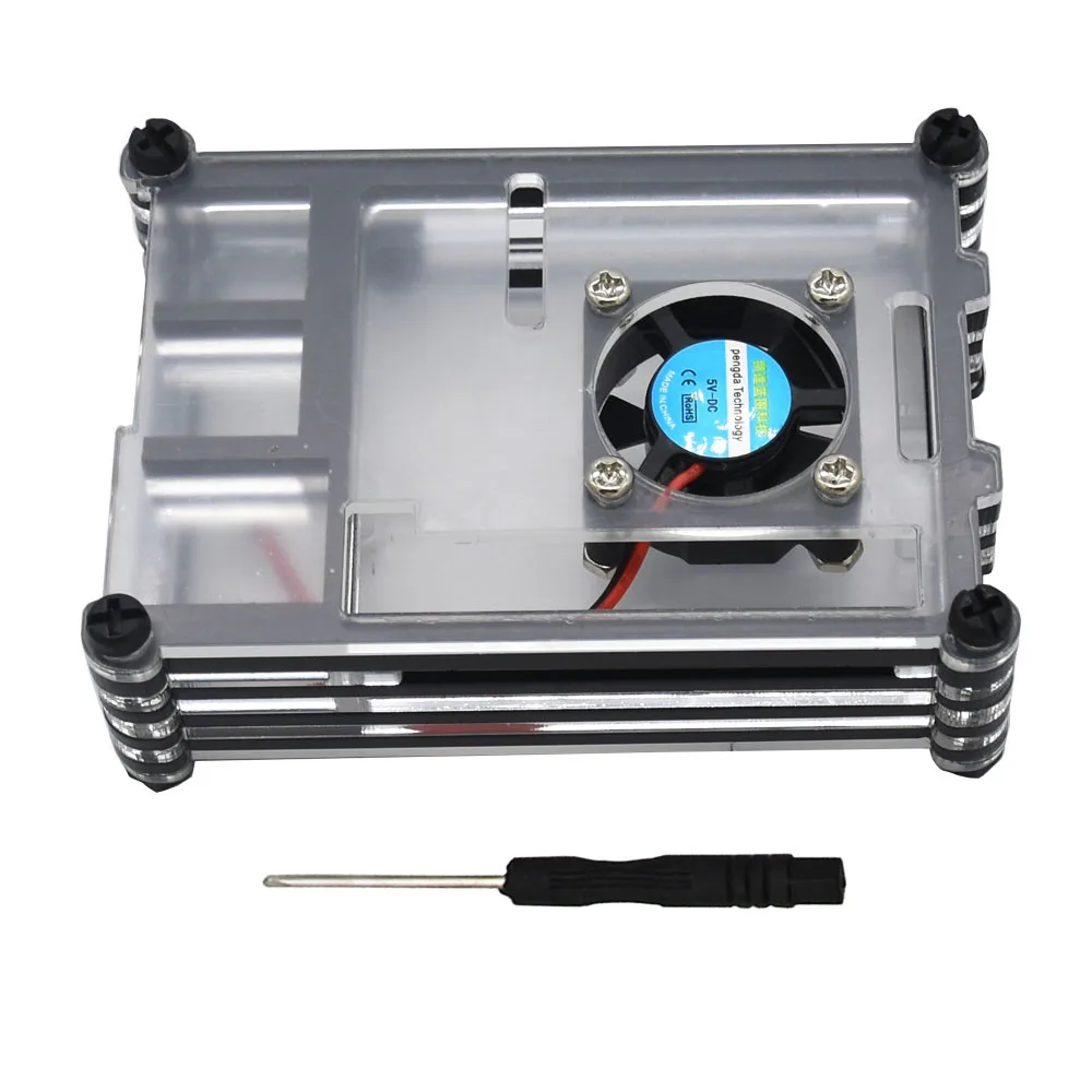 Acrylic Clear Case Shell W Cooling Fan Heat Sink Set For Raspberry Pi 4 Model B 2