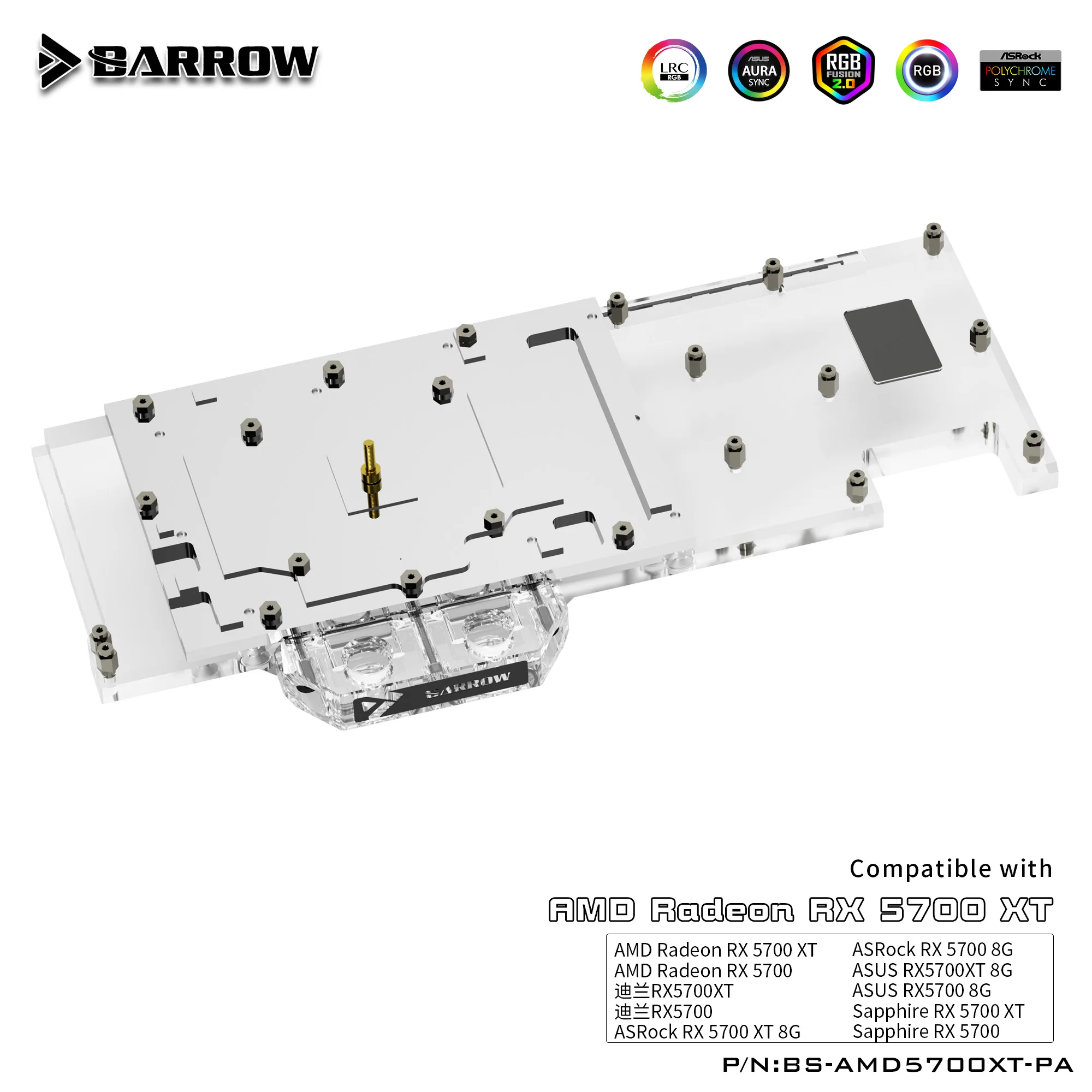 Carrinho de Mão Água de Refrigeração Água para Amd Cooler Vídeo Bloco 5700xt Aurora Lrc2.0 Bs-amd5700xt-pa Gpu pc - Imagem 5