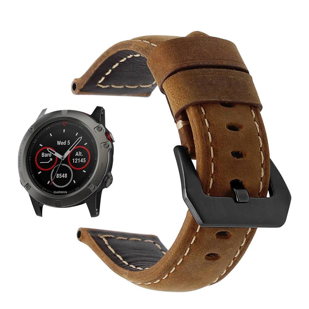 Ремешок для умных часов кожаный 20 22 26 мм Garmin Fenix 3 3HR 5X 5 5S Plus 6X 6 6S | Наручные часы