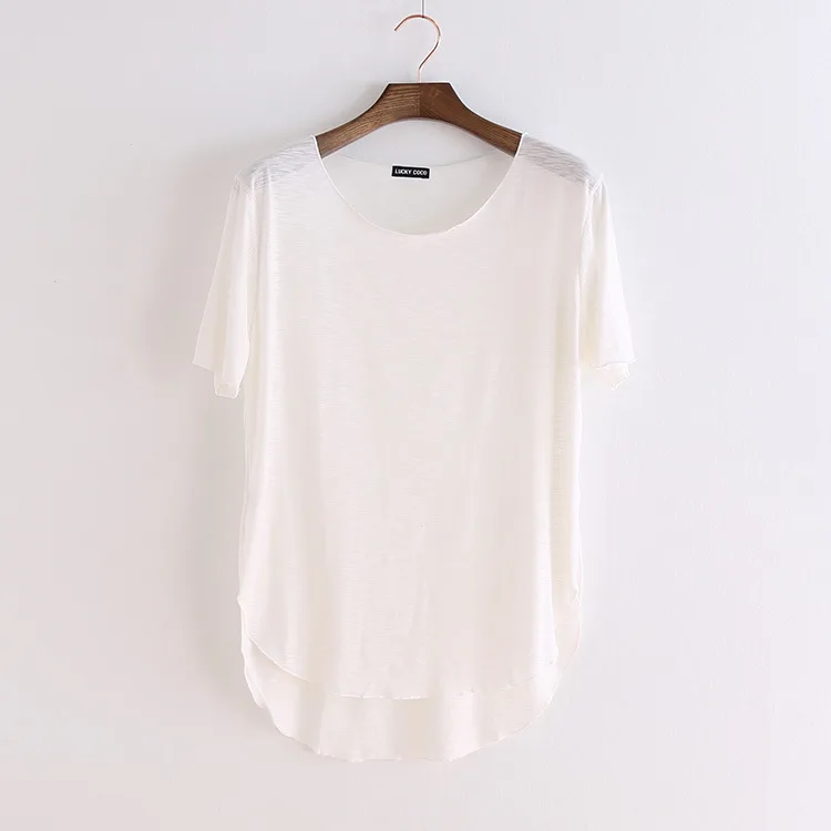 Y0111 white Крутая летняя футболка из бамбукового волокна, Женская свободная футболка с коротким рукавом и круглым вырезом, повседневная женская футболка, женские топы - Цвет: Y0111 white