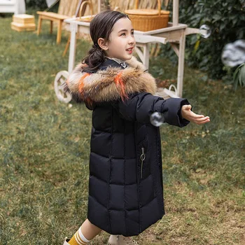 

Girls Hooded Dcuk Down Coats Parkas Feather Outerwear Teenage Snowsuit Kids Winter Clothes Children Winter Jackets -30 Degrees