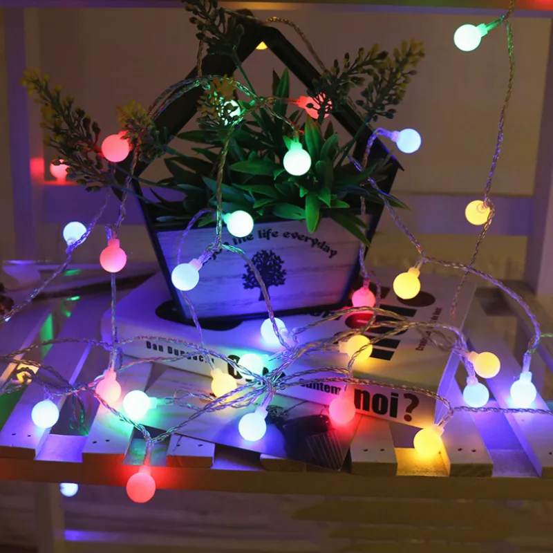 Новинка 1,5 м 3 м сказочная гирлянда светодиодный гирлянда с шариками Водонепроницаемая гирлянда для рождественской елки, свадьбы, домашнего интерьера, украшение на батарейках