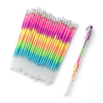 

10pcs Refills +1pc Multi Color Rainbow Highlighters Gel Pen For Students DIY Painting Graffiti Fluorescent Refill School Supply
