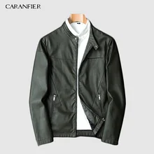 CARANFIER мужские Куртки из искусственной кожи модное Зимнее Пальто мотоциклетная Байкерская кожаная куртка мужская одежда толстые бархатные пальто m-xxxl