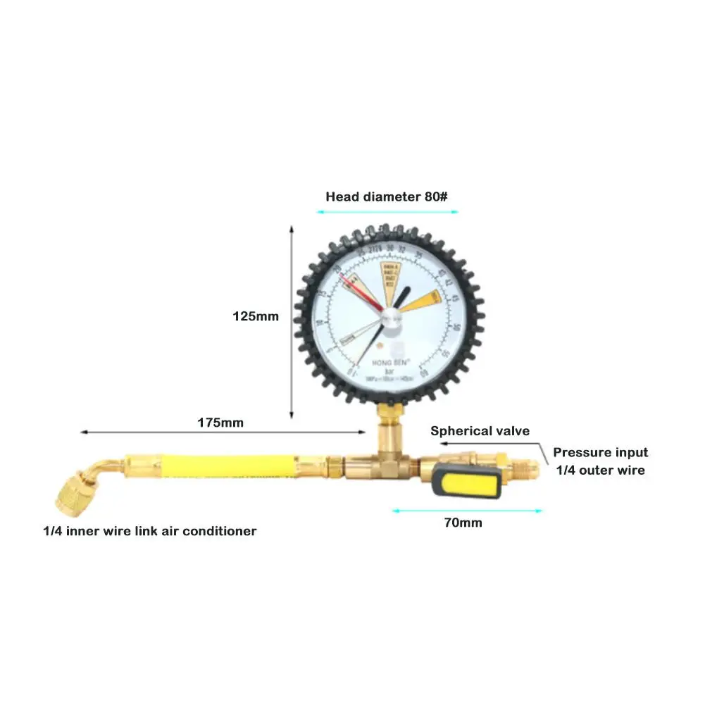 1/4 NPT кондиционер манометр холодильное давление Mater азотное давление поддерживающий тестер инструмент-от 1 до 60 бар