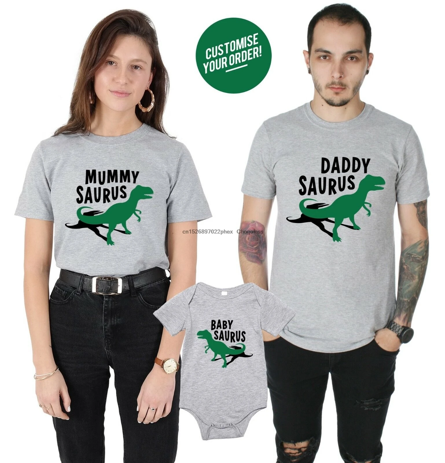 Daddysaurus Mummysaurus BabySaurus футболка подарок ребенку расти для папы и Семейные комплекты |