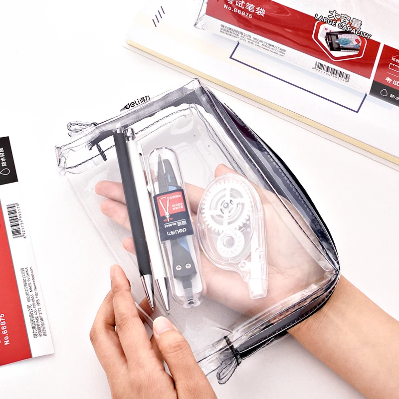

PVC Pencil Bag Transparent Clear Super Big Zipper Stationery Case Cosmetic Makeup Business Trip Pen Pouch School Homework 66875