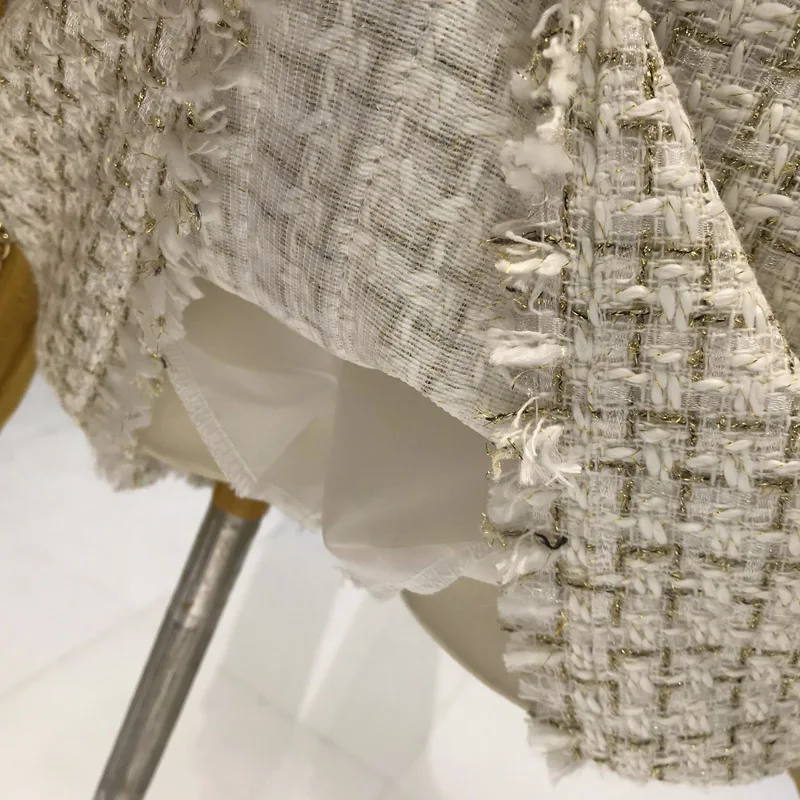 Твидовый в клетку юбка для женщин Весна и осень высокая талия классический однобортный шерстяной Юбка Лето Mujer