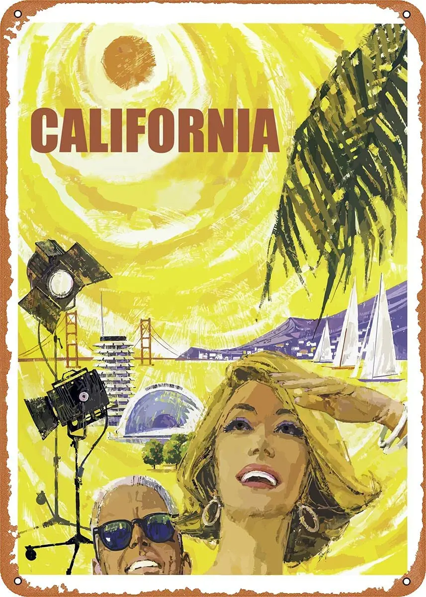 

LAQII Metal Signs California 3 Retro Home Decor Travel Wall Art Vintage Metal Tin Signs for Home Bars Clubs Cafes 8 x 12 inch