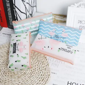 

1pcs Flamingo Love Cactus Silicone Waterproof Pencil Bag Stationery Storage Organizer Case School Office Supplies Student Prize