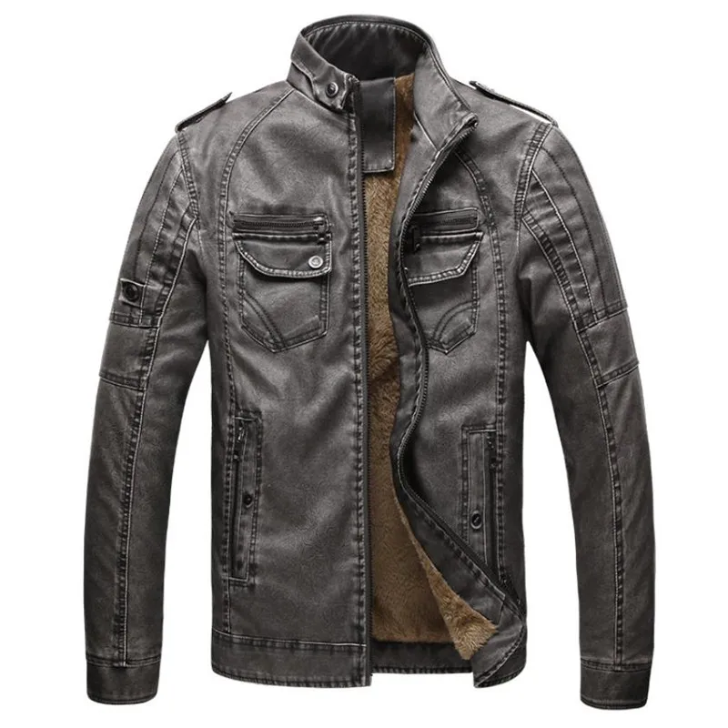 Мужская кожаная куртка из искусственной кожи на осень и зиму, теплая бархатная куртка, Мужская куртка для отдыха, мотоциклетная