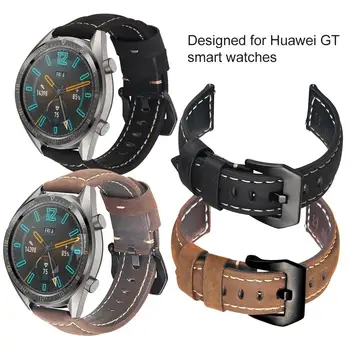 

Genuine Leather Watch Strap Replacement Strap Wristband Sport Watch Band For Huawei Watch GT Sport Smart Watch Accessories