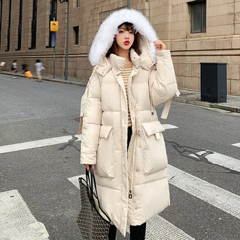 

2020 Fashion Winter Coat Women Jackets Thick Down Parkas Big Fur Hooded Cotton Long Coats Warm Windbreaker Female Outwear coat
