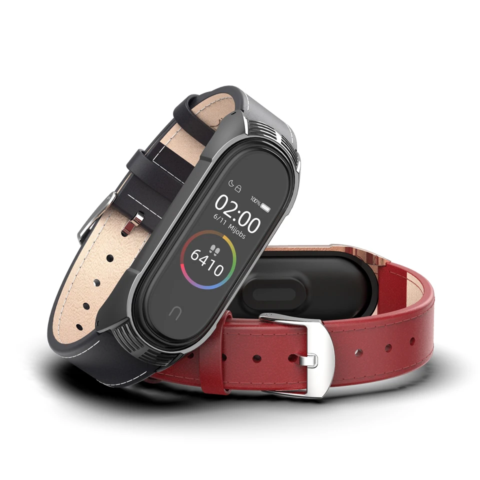 Ремешок из натуральной кожи для Xiaomi mi Band 4 3 ремешок часов браслет на запястье