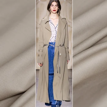 

Pearlsilk Light Khaki Colour Japanese Elastic Single-yarn drill Cotton Fabrics Material Autumn Pants Windcoat Cloth Freeshipping