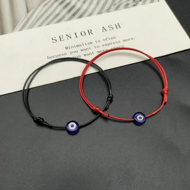 2 pièces réglable chanceux noir rouge chaîne Bracelets plat bleu mauvais œil tissé hommes chanceux Bracelet femmes Femme nouveaux bijoux de mode