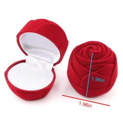 Elegant Velvet Jewelry Box for Rings, Earrings, Necklaces, and Bracelets - Luxurious Display and Gift Holder (Rose flower-red)