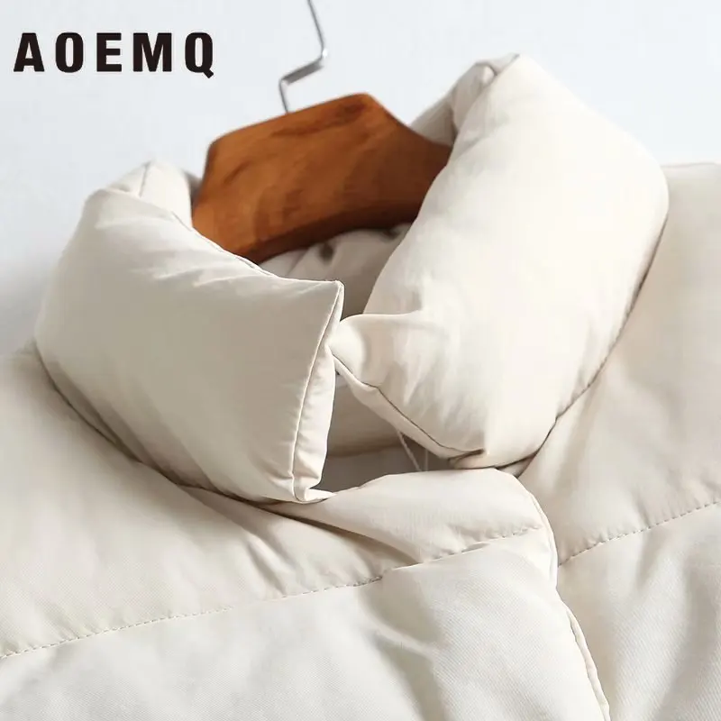 AOEMQ, хлопковое пальто, верхняя одежда, зимний жилет, толстая секция, сохраняющая тепло, жилет, пальто с отложным воротником, однотонное пальто для холодного сезона, женская одежда