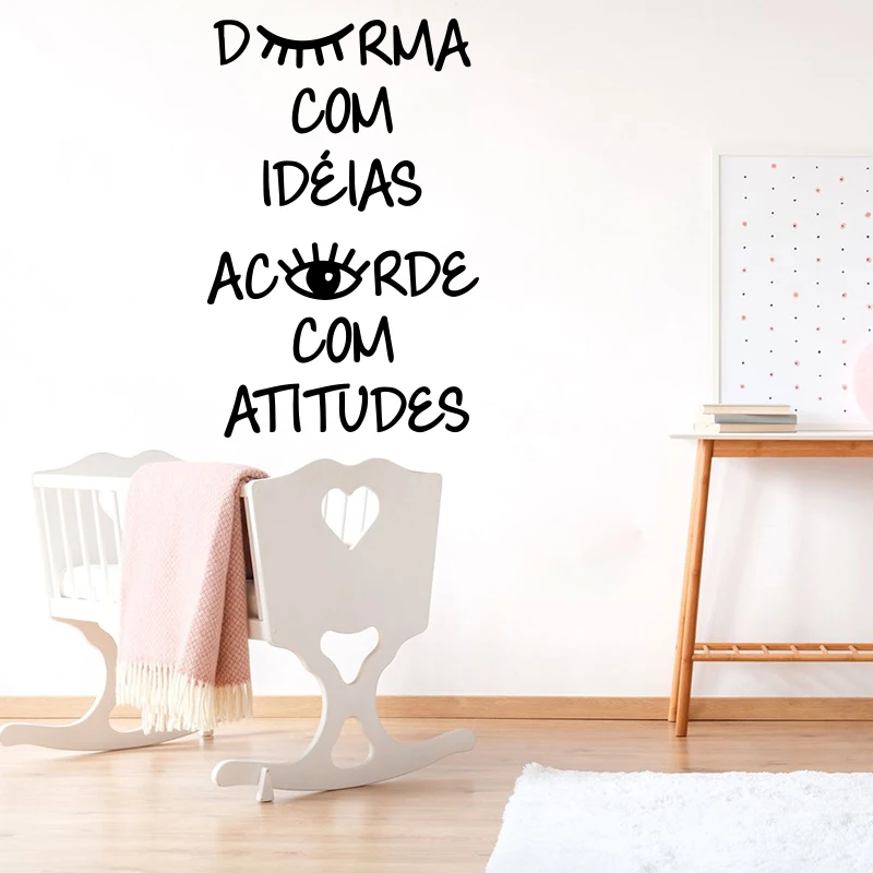 &nbsp;Portugal  Sleep with ideas wake up with attitudes Quote Wall Sticker Nursery Kids Room Inspirational Quote Wall Decal Classroom (3)