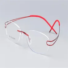 Женские ультралегкие асферические линзы B-titanium без оправы, оптические очки, Анти-усталость, ретро очки для чтения при дальнозоркости красного и розового цветов