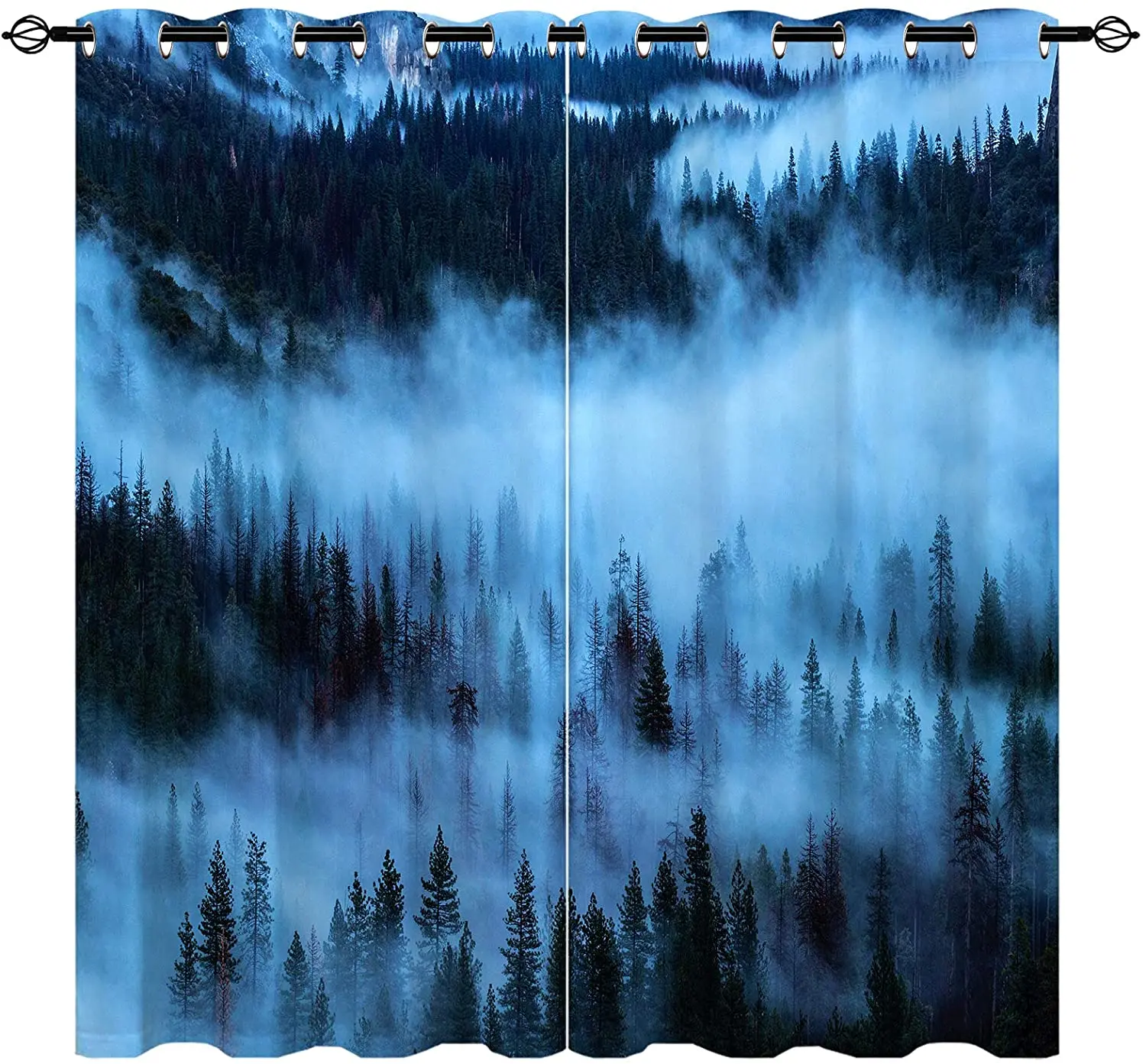 Tende Oscuranti Per Camera Da Letto Doppia Scenario Naturale Nebbia A Tema Foresta E Bosco Eleganti Tende Da Camera Possono Essere Tende Corte