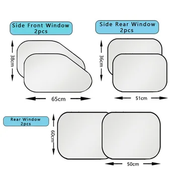 

Replaces Window Sun Shade Parts 6-In-1 Silver Tone Car Side Anti-UV Cover