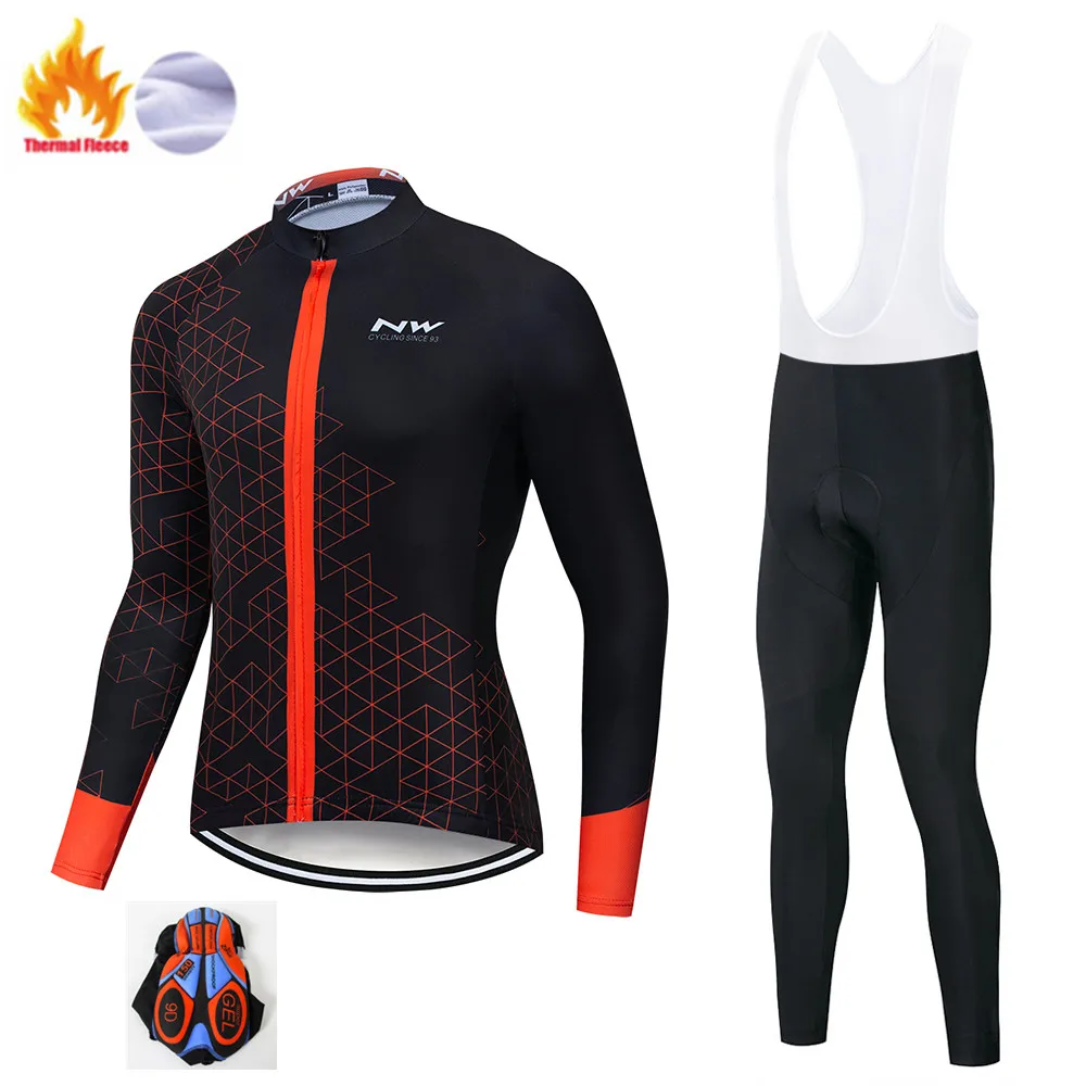 

2019 New NW Cycling Jersey Long Thermal Fleece NORTHWAVE Pro Team 9D GEL Pad Cycling Clothing Ciclismo Ropa Ciclista # 600