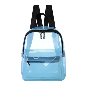 

Fashion Women Solid Color Zipper PVC Jelly Bag Tote Shoulder Pouch Mini Backpack