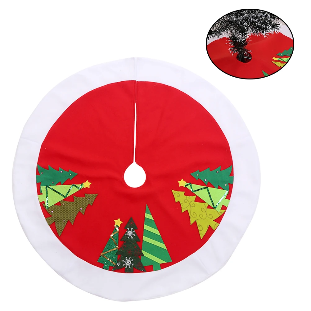 90x90CM Christmas Tree Skirt Cloth Red Christmas Tree Skirt Round Shape Christmas Tree Base Apron FOR Christmas Tree Decoration