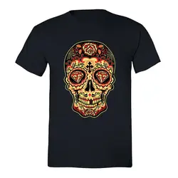Sugar Skull Day Of The Dead Футболка с бриллиантами мексиканский Готический Dia Los Muertos рубашка хлопковая Футболка стильная на заказ