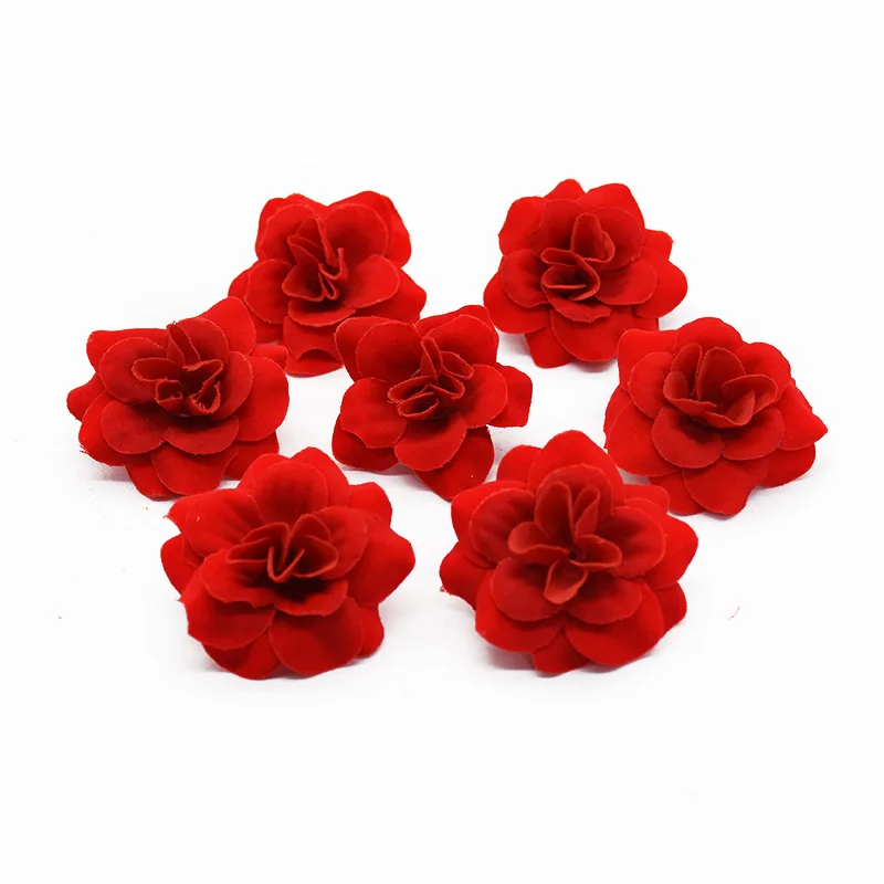20 Pieces 3.5Cm 5Cm Red Roses Artificial Flower Home Decoration Accessories Wedding Diy Wrist Flower Headdress Festival Supplies