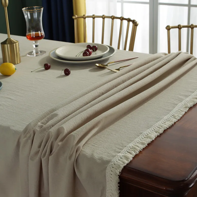

Proud Rose Simple Light Luxury Washed Cotton Tassel Banquet Table Cloth TV Table Multi-Function Table Cover Customization