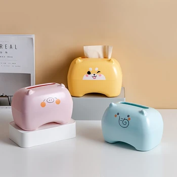 

Solid color Simple Cute animal Tissue Box With Paper Towel Box For Home Napkin Box For Home Kitchen Boxes Organizer Accessories