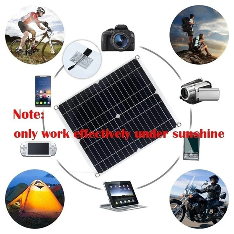 80W Solar Panel with 20A Controller 18V Dual USB Port Portable Battery Charger For Mobile Phone Car Yacht RV Lights Charging
