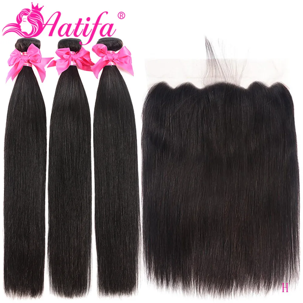 

Peruvian Straight Hair Bundles With Frontal 13*4 Frontal With Bundles Remy Hair 3 Bundles With Frontal Aatifa hair