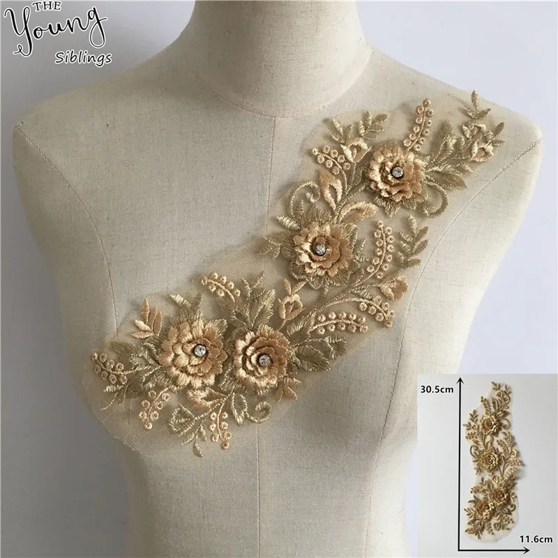 Вышивка золотой нитью 3D цветок шитье ABS жемчуг кружева воротник платье ремесло материалы блестки применение рукоделие аксессуары