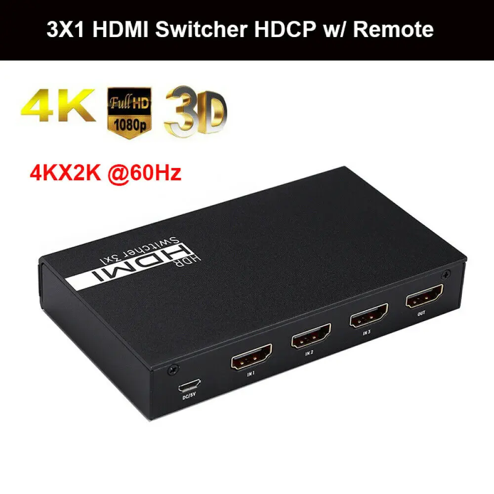 3 в 1 выход видео HDMI аудио коммутатор 1080P 60 Гц 7.1CH 4 к x 2 HD для PS3 PS4 HDTV DVD Xbox360| |
