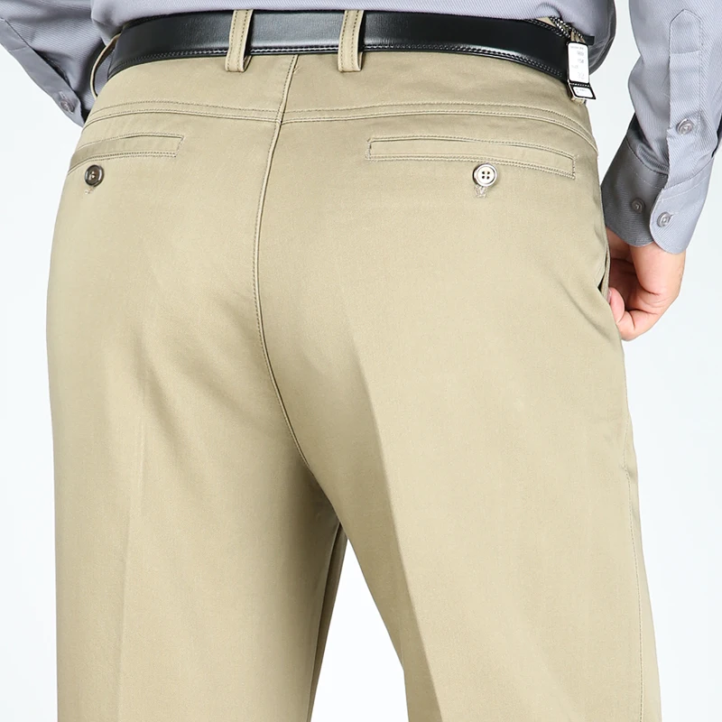 989 light khaki ICPANS, большие размеры 29-40, 42, 44, мужские брюки, прямые, тянущиеся, высокая талия, хлопок, черный, белый, офисный, деловой костюм, брюки для мужчин - Цвет: 989 light khaki