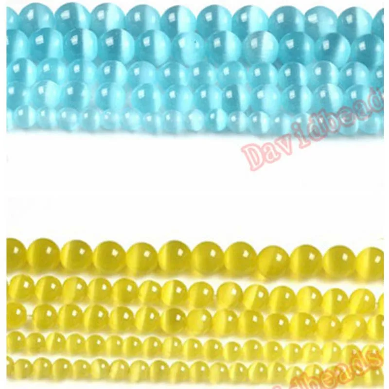 Fctory Price Light Blue Yellow Opal Cat Eye Beads Loose Spacer Stone Strand 6mm 8mm 10mm 12mm For Jewelry Making DIY | Украшения и