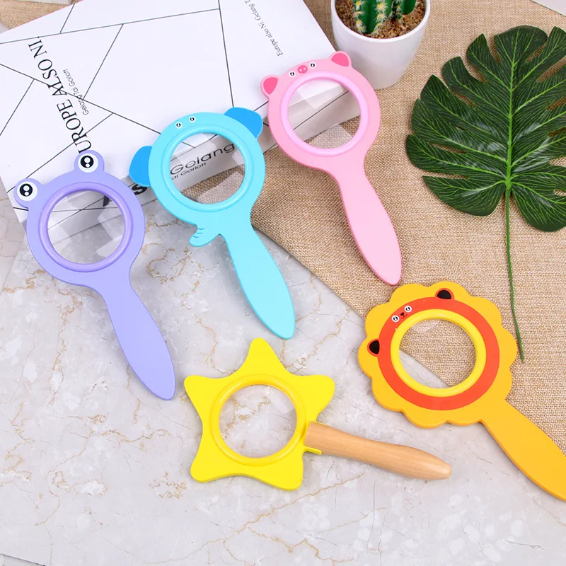 

Children's wooden color cartoon magnifying glass early education educational toys science teaching aids cartoon magnifying glass