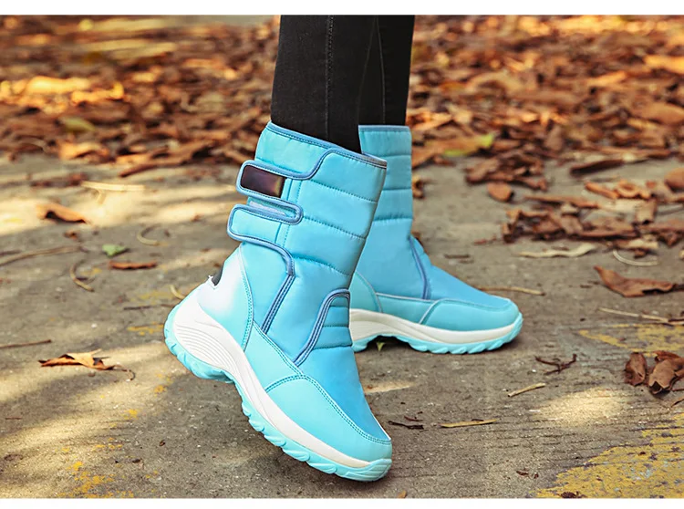 Популярные зимние женские ботинки; зимние ботинки; Женская водонепроницаемая обувь; теплые ботинки до середины икры на меху; бархатная обувь; женская обувь; botas mujer