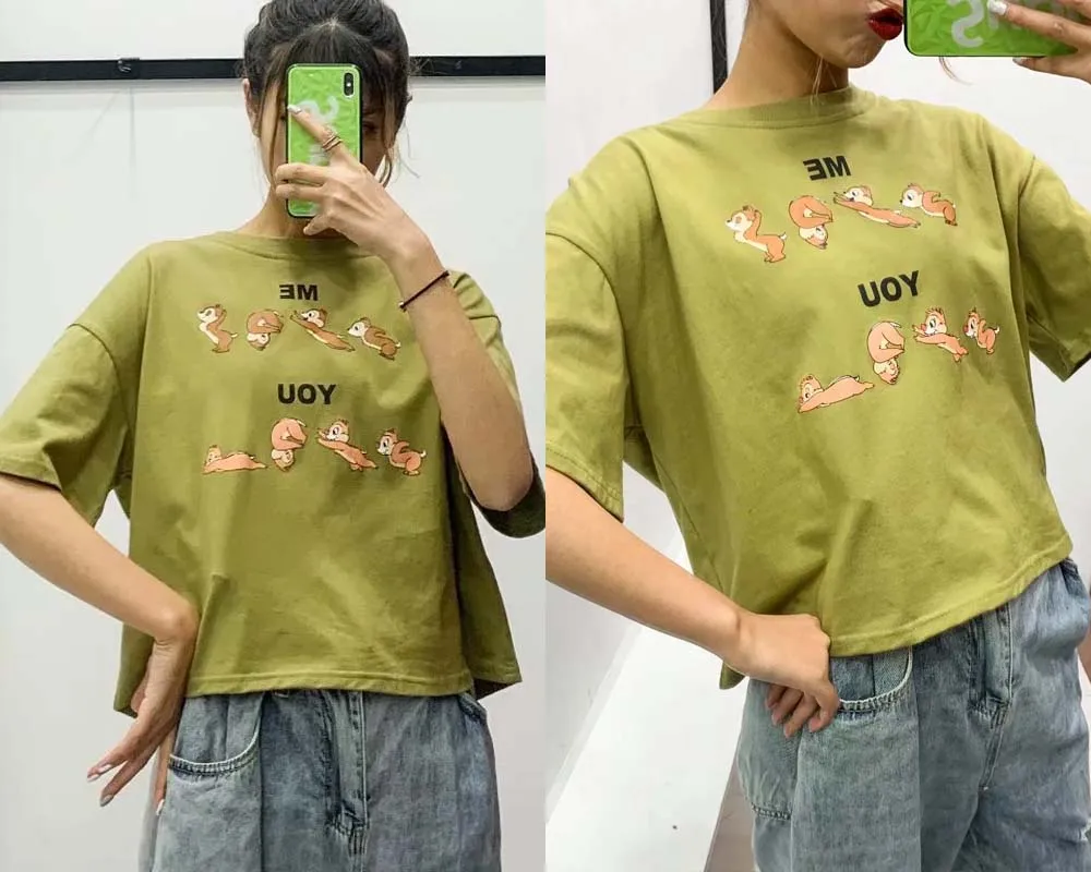 Летняя модная футболка Женская harajuku Корейская одежда уличная мультяшная девочка принт хлопок с круглым вырезом Футболка Топы Большие размеры