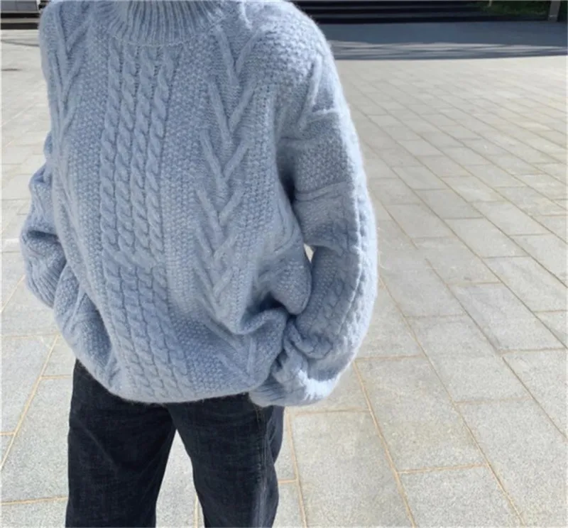 RUGOD свитер большого размера, вязаный пуловер, джемпер с половинным воротником, Зимние Топы для женщин, трикотаж, корейский стиль, женские свитера