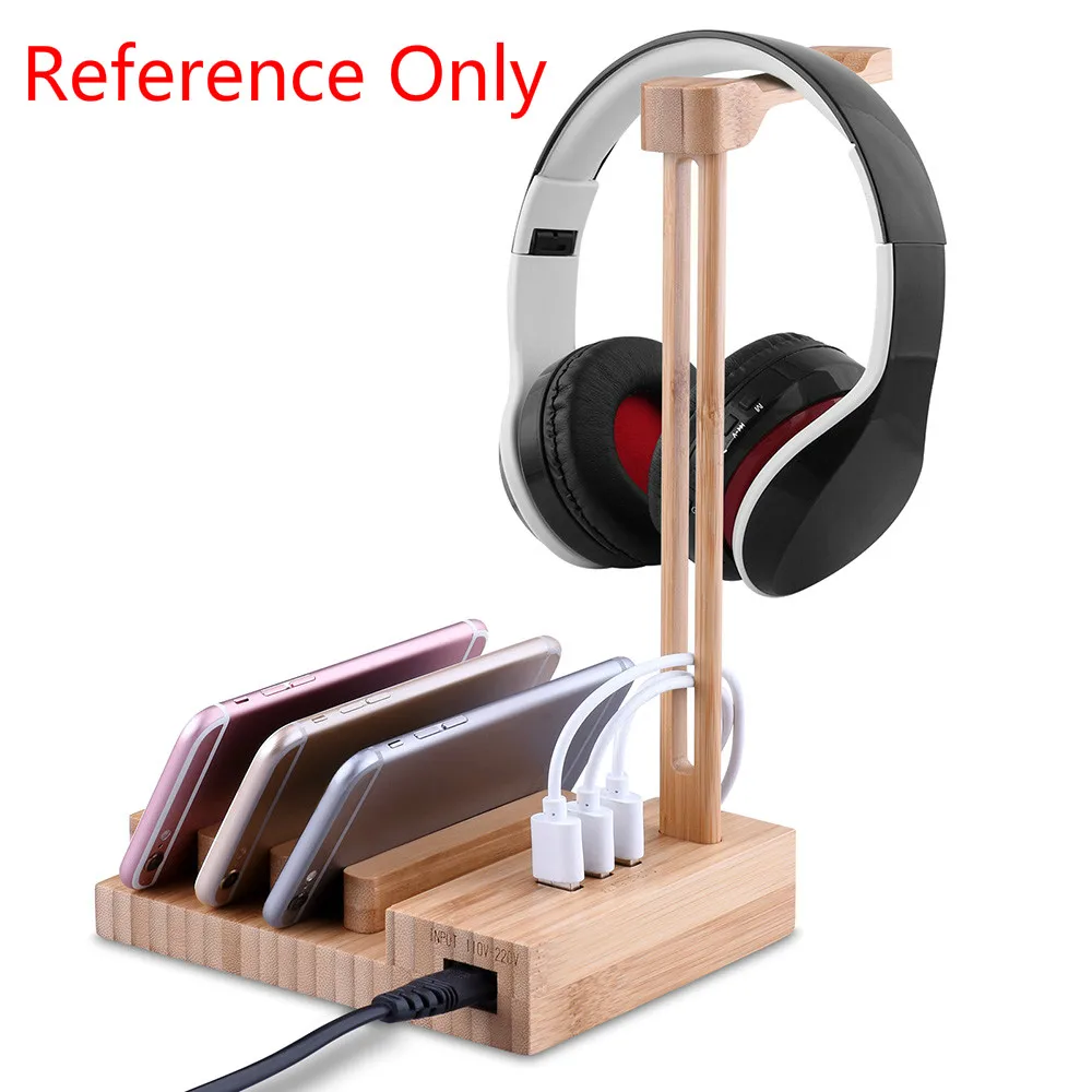 Headphone stand Wooden Headset holder Universal Desk Display hanger with USB Interface EU Plug Cable Good Qualtiy Fashion 1pc